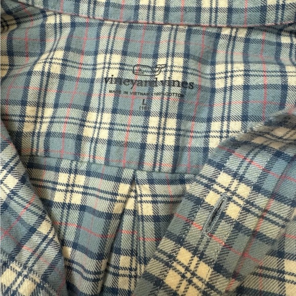 Vineyard Vines Kids blue and pink flannel button down L boys EUC preppy plaid - Picture 3 of 4